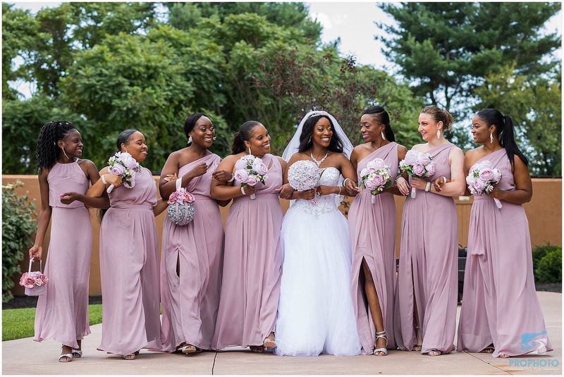 african american bridesmaids and bride