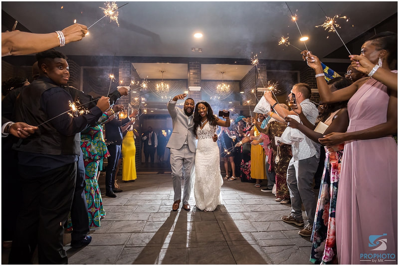 african american wedding sparkler exit
